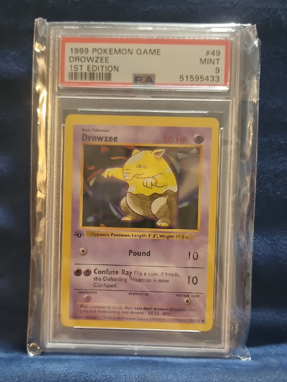 1999 Pokémon Drowzee Shadowless 1st Edition PSA Mint 9